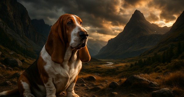 Smiling woman hugging her perfect match basset hound dog breed
