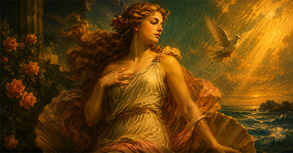 Person embodying Aphrodite Greek goddess of love and beauty