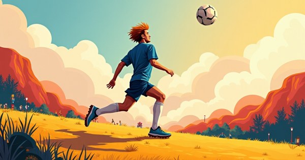 Focused midfielder passing ball with precise technique during game.