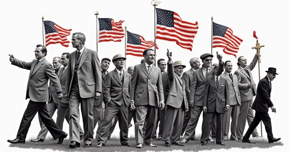Collage of major American historical moments black and white